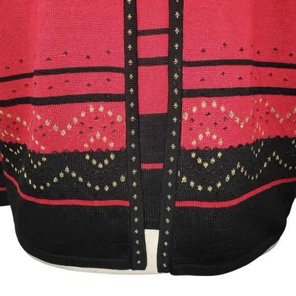 Vintage Alfred Dunner Red Metallic Two-in-One Sweater Top L USA Geometric Print - Picture 8 of 12